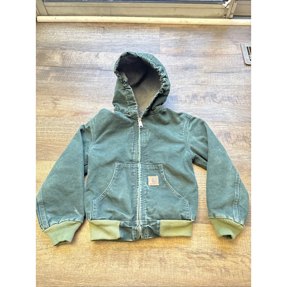 Carhartt Sandstone Jacket Sherpa Lined Youth Small (6/7) YYJ159 SPC SPRUCE Green
